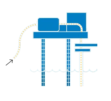 A blue illustration of an underground carbon storage facility